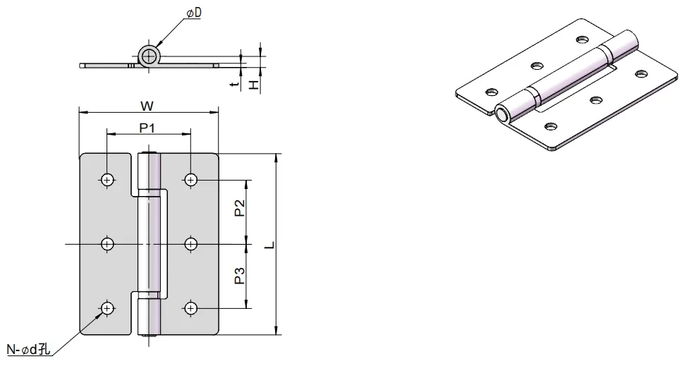 XG11-021 Stainless Steel Torque Hinge Dimensional Drawing