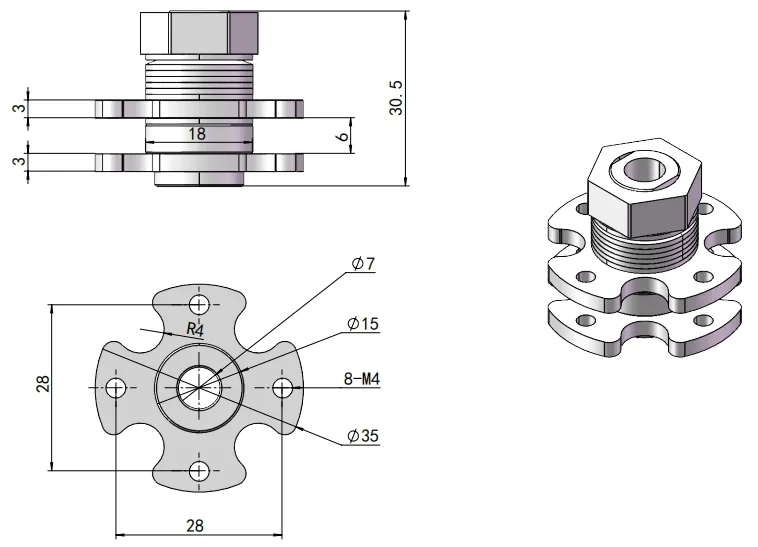 XG11-106 Adjustable Torque Hinge Dimension Drawing