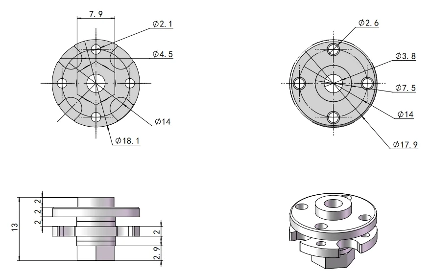 XG11-117 Adjustable Torque Hinge Dimension Drawing