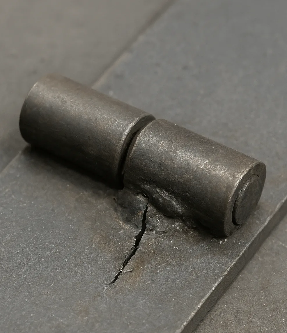 Illustration of cracked or defective weld joints