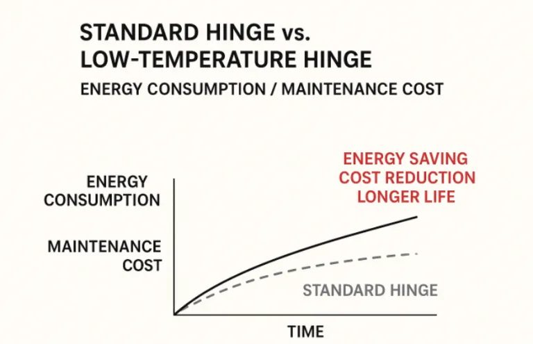 Bisagras estándar frente a bisagras de baja temperatura Curva de costes de energía y mantenimiento