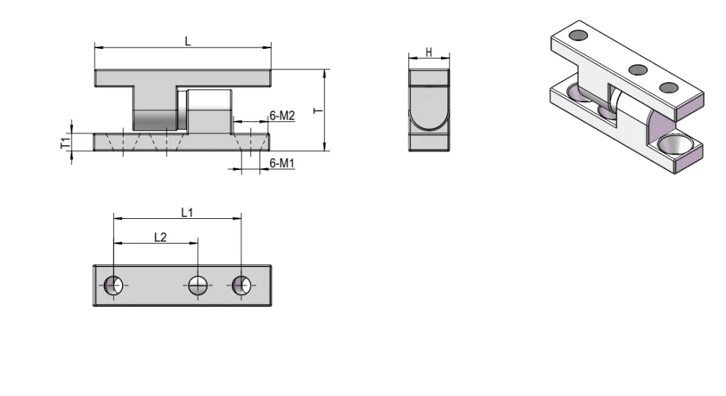 XG02-032 Lift-Off Heavy-Duty Hinge Dimension Drawing