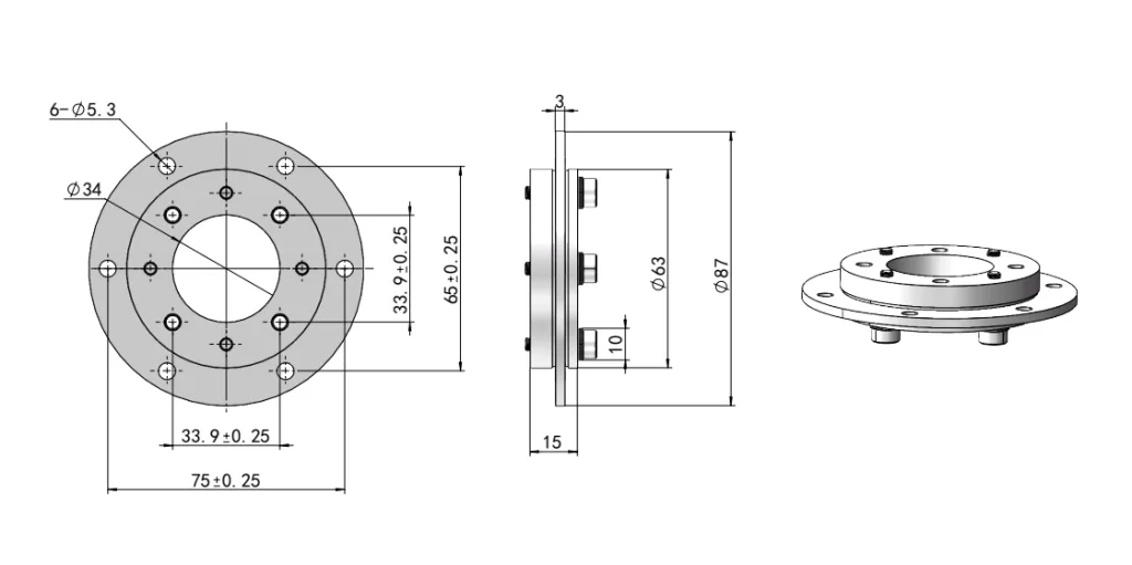 Stainless steel large-disc torque hinge Dimension Drawing