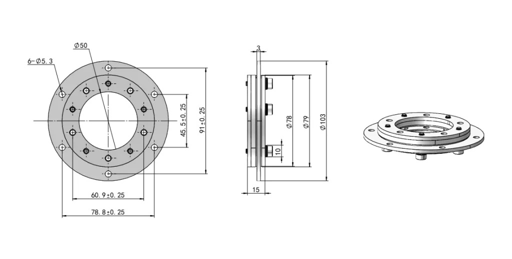 Stainless steel large-disc torque hinge Dimension Drawing