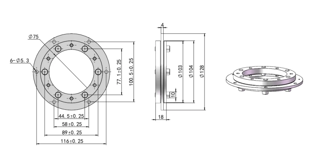 Stainless steel large-disc torque hinge Dimension Drawing