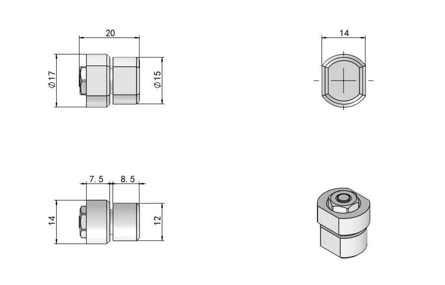 XG11-002 heavy-duty torque hinge Dimension Drawing
