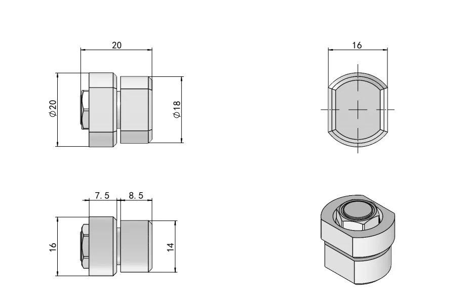 XG11-002 heavy-duty torque hinge Dimension Drawing