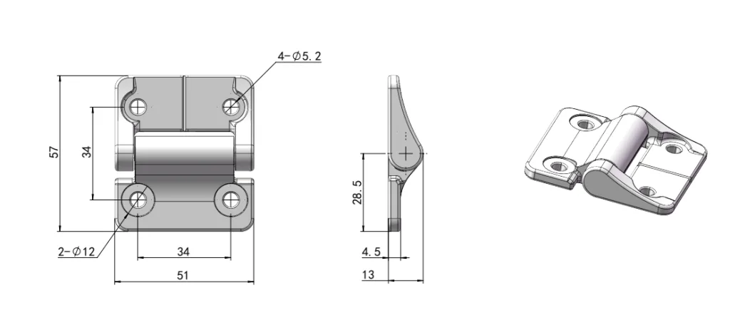 XG11-003 Industrial cabinet torque hinge Dimension Drawing-2