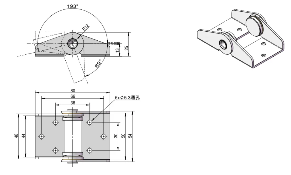 XG11-014 Industrial Torque Hinge Dimension Drawing