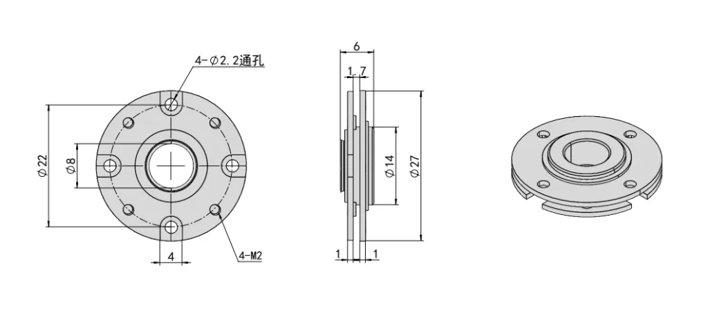 XG11-020 round-disc torque hinge Dimension Drawing