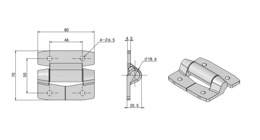 XG11-034 Aluminum  torque hinge Dimension Drawing