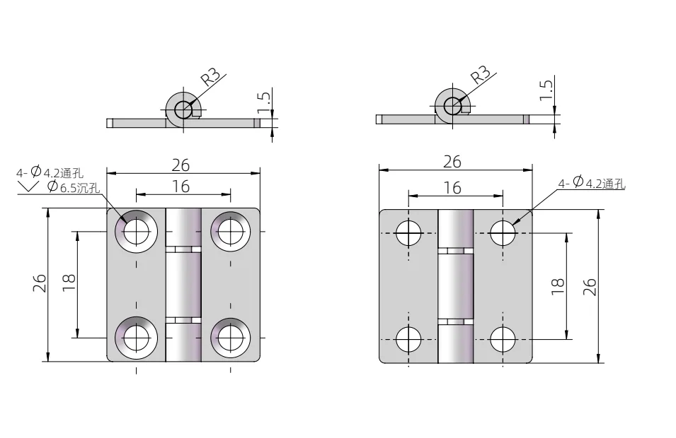 XG11-041 cabinet door torque hinge Dimension Drawing
