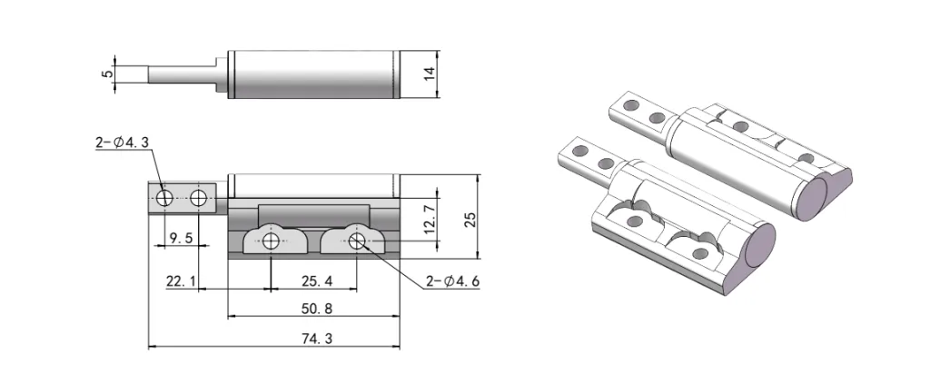 Винтовой динамометрический шарнир XG11-046 Габаритный чертеж