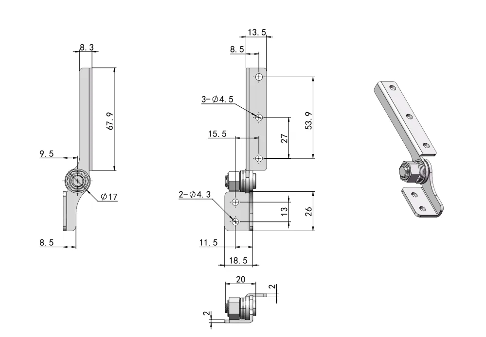 XG11-047 Сверхпрочный регулируемый моментный шарнир Габаритный чертеж-2