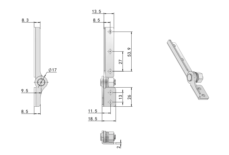 XG11-047 Сверхпрочный регулируемый моментный шарнир Габаритный чертеж-4