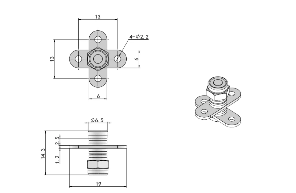 XG11-058 Dobradiça de binário ajustável Desenho dimensional