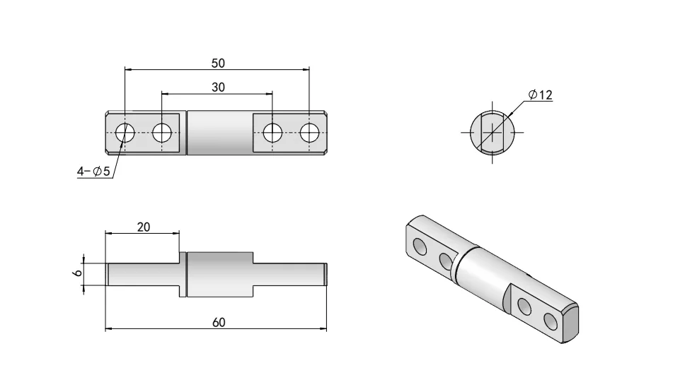 XG11-076 Mini Embedded Torque Hinge Dimension Drawing