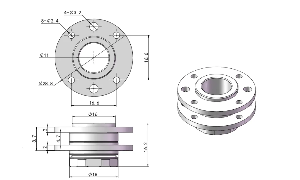 XG11-098 Adjustable torque hinge Dimension Drawing