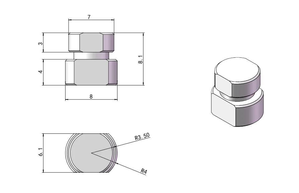 XG11-125 Mini damping hinge Dimension Drawing