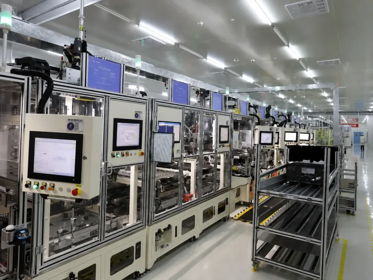 Electrical cabinet control panels and HMIs on an industrial automation line
