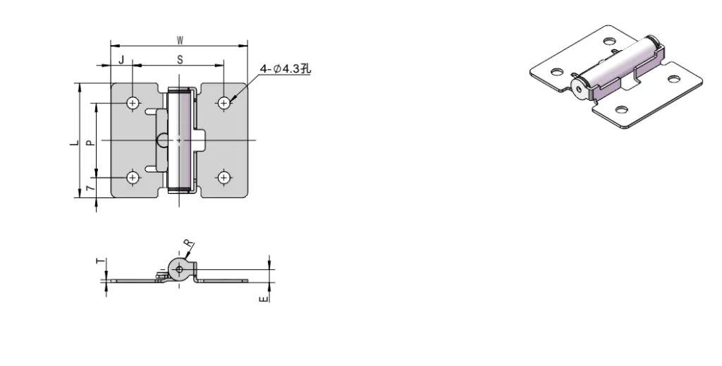 XG11-015 스테인리스 스틸 토크 힌지 치수 도면