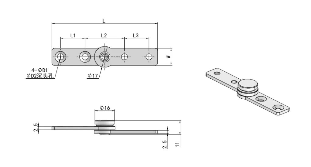 XG11-030 Моментный шарнир из коррозионностойкой нержавеющей стали Габаритный чертеж