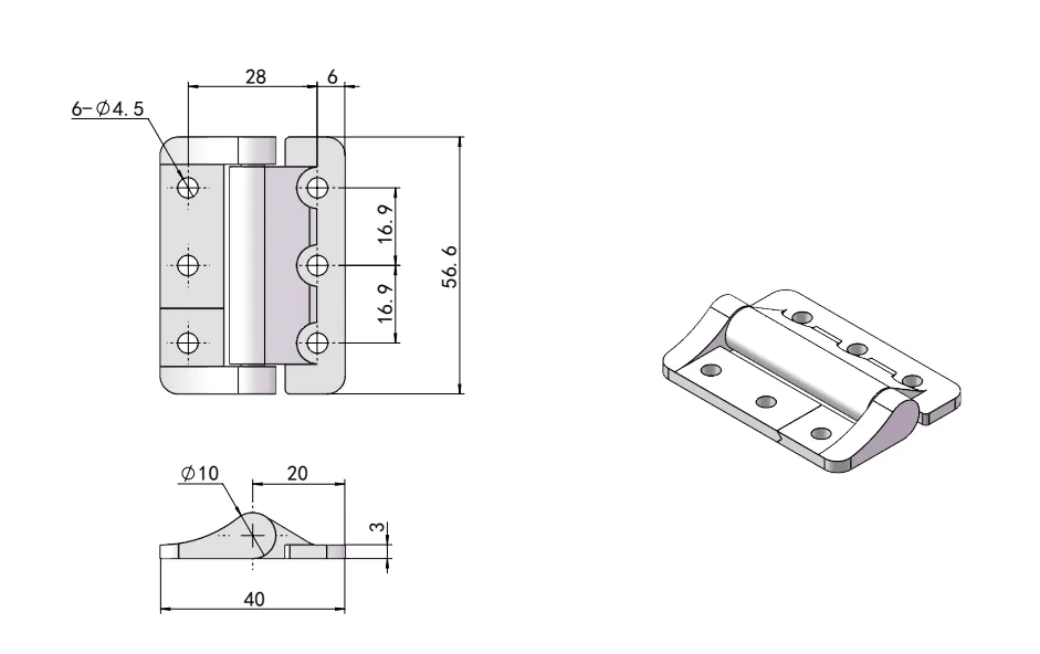 XG11-110 Zinc alloy torque hinge Dimension Drawing