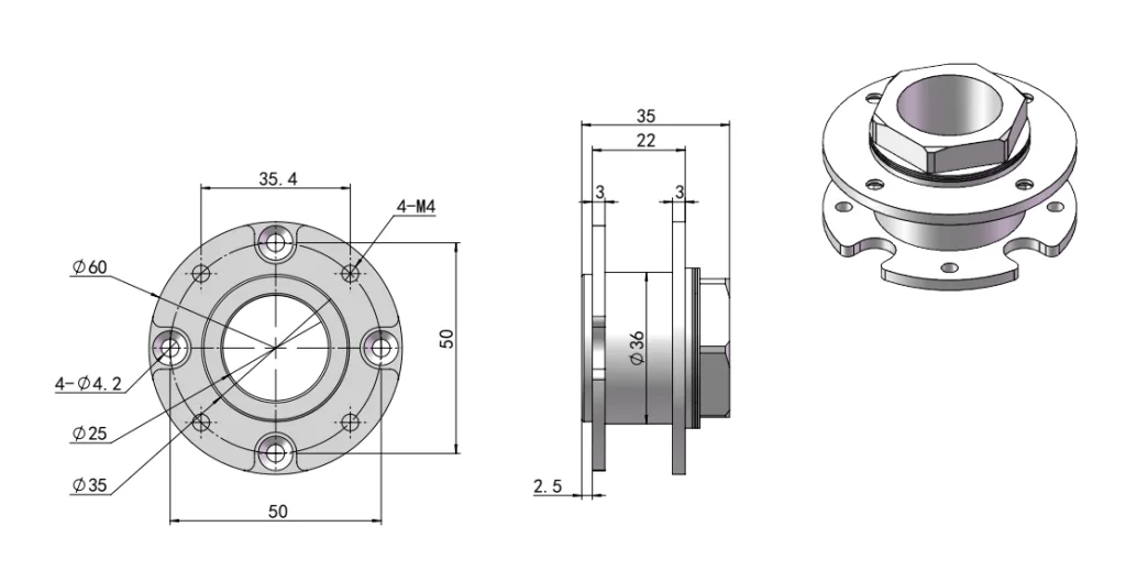 XG11-119 Round torque hinge Dimension Drawing