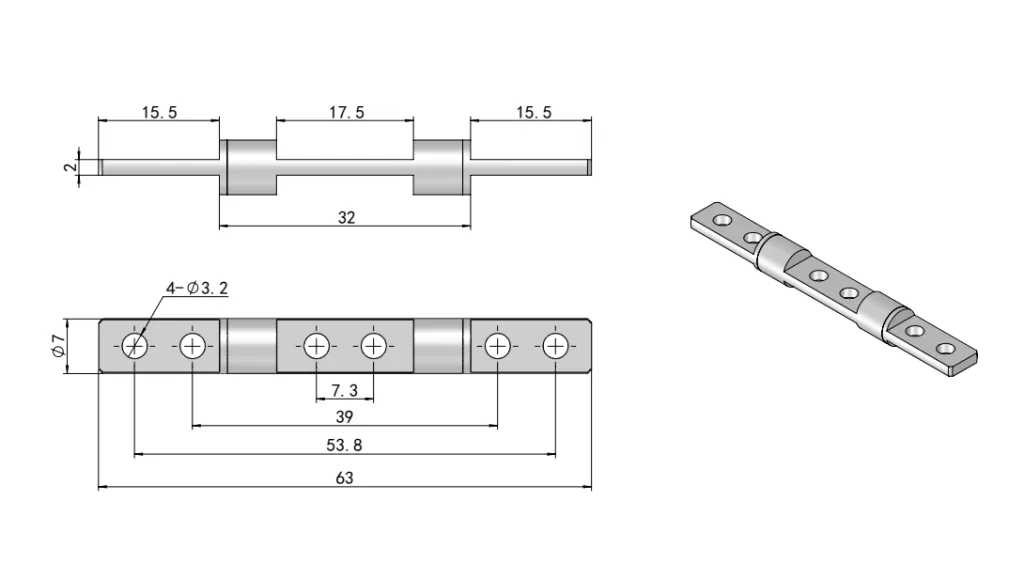 Ferro niquelado Dobradiça de binário de eixo duplo