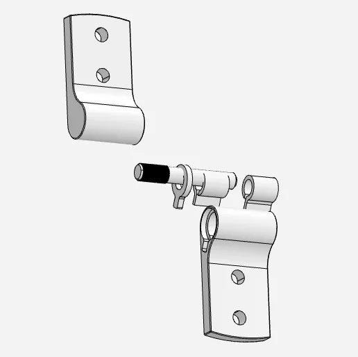 vista em corte da estrutura da dobradiça de binário