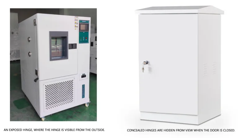 comparación visual-bisagra expuesta-bisagra oculta