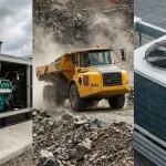 Heavy-duty riveted hinges for high-vibration equipment: diesel genset, off-road truck, HVAC units.