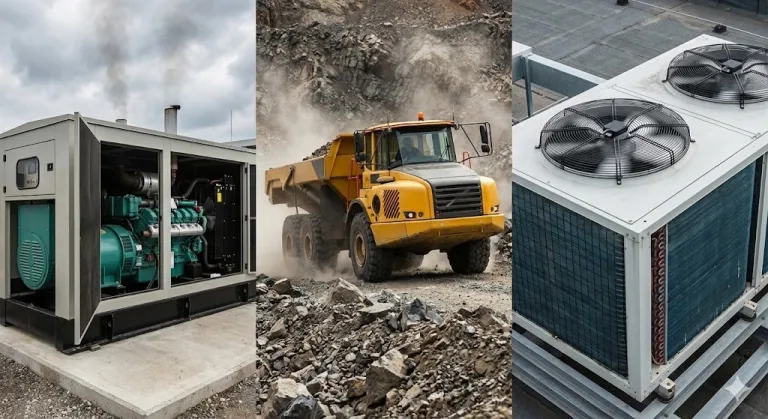 Heavy-duty riveted hinges for high-vibration equipment: diesel genset, off-road truck, HVAC units.