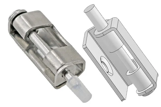 Cerniera a scomparsa industriale per impieghi gravosi per porte di armadi, che illustra la scelta del materiale e dell'angolo.