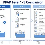 PPAP Level 1 2 and 3 documentation requirements for hinge suppliers