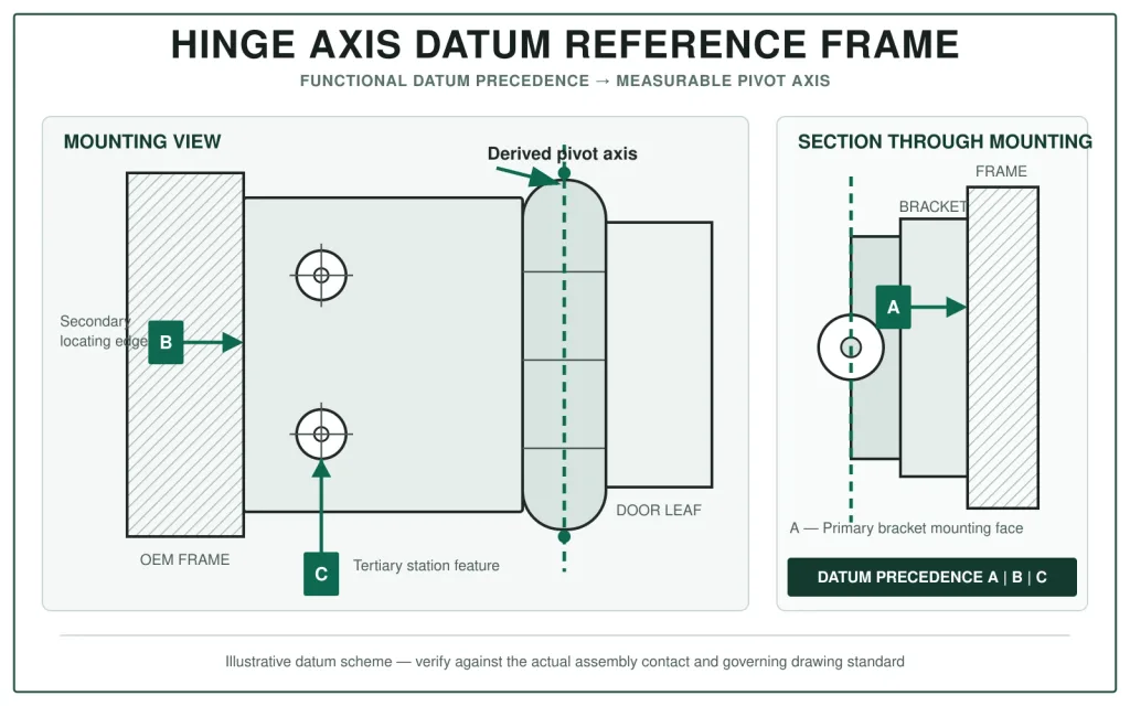 Hinge axis datums and reference frame