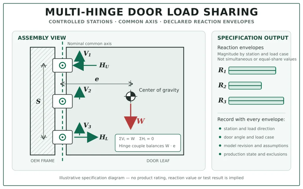 Multi-hinge door load sharing