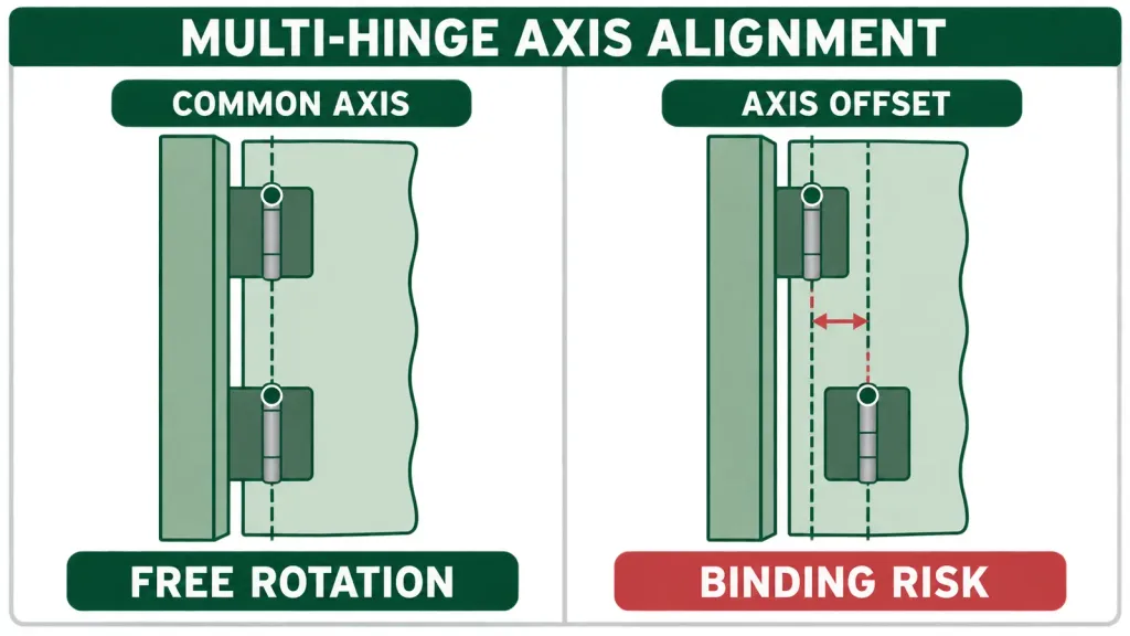 Butt hinge pivot axis and door sweep