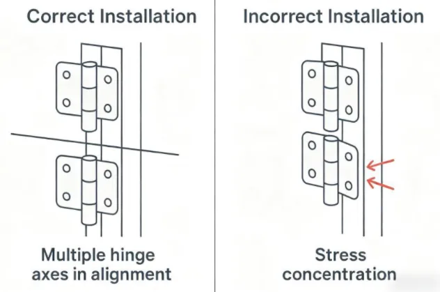 Allineamento continuo delle cerniere delle porte